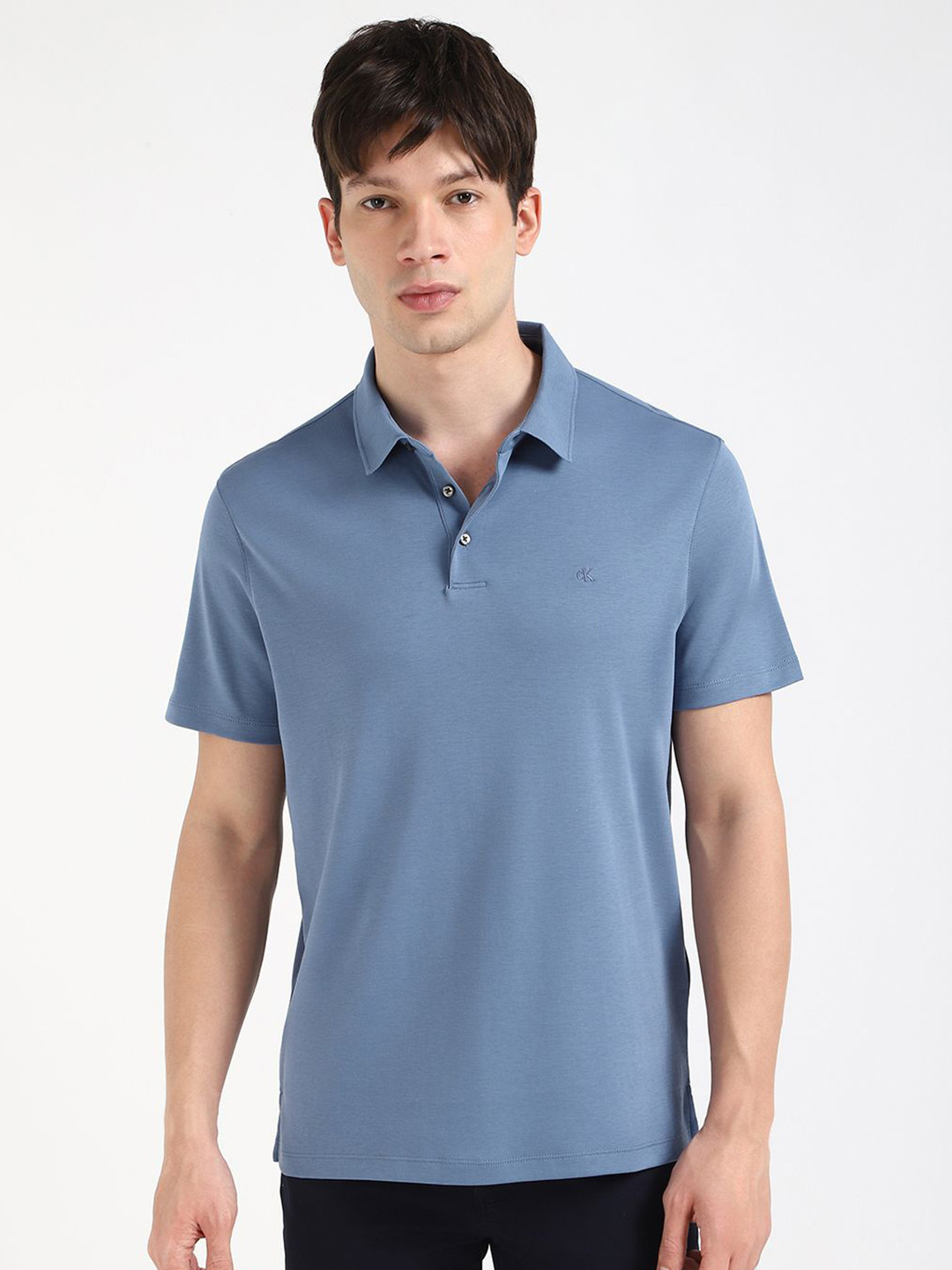 Calvin Klein Jeans Men SS SUPIMA Solid Polo Collar Cotton T-shirt