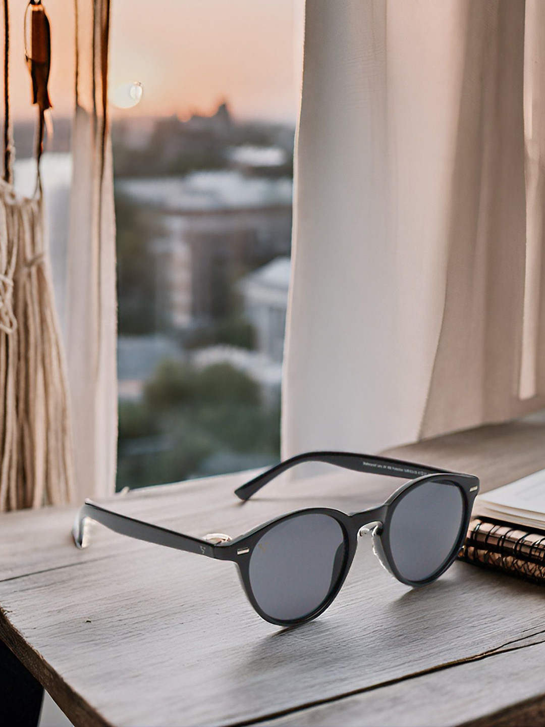 SUNNIES Unisex Round Sunglasses with UV Protected Lens SNS-013-C5(O)-Black-15