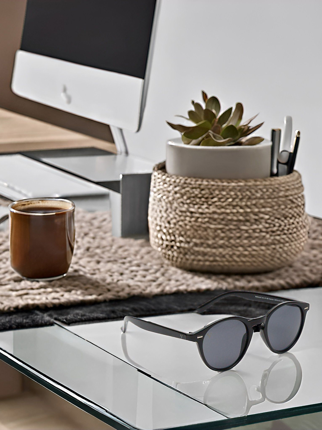 SUNNIES Unisex Round Sunglasses with UV Protected Lens SNS-013-C5(A)-Black-1