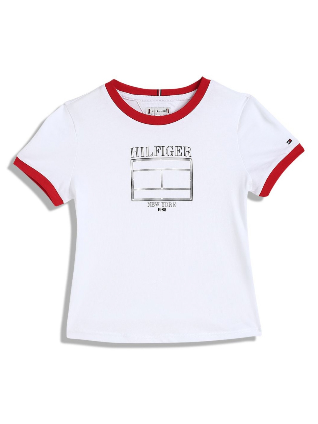 Tommy Hilfiger Girls Graphic Printed Round Neck Cotton T-shirt
