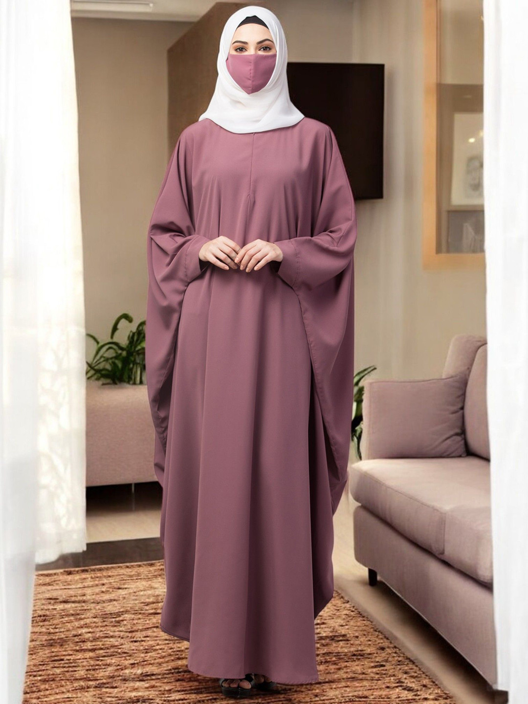 MUSHKIYA Women Solid Kaftan Abaya Burqa With Hidden Zipper Opening