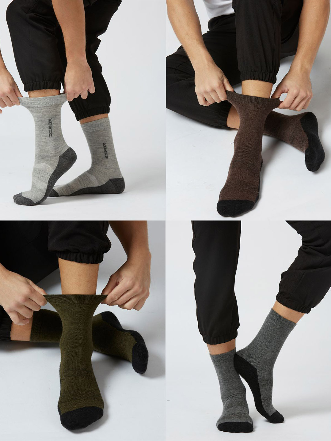 Kosha Men Pack of 4 Merino Wool Crew Length Technical Socks