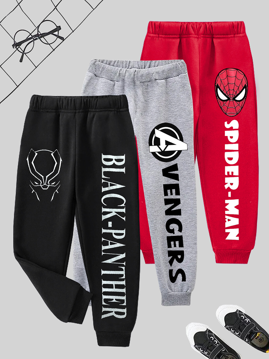 Marvel by Miss and Chief Boys Pack Of 3 Printed Mid Rise Jogger