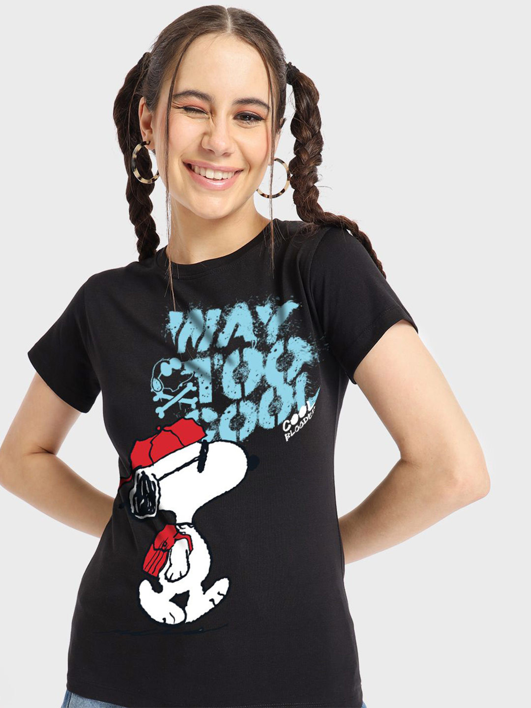 Bewakoof Women Typography Printed Round Neck Pure Cotton Peanuts T-shirt