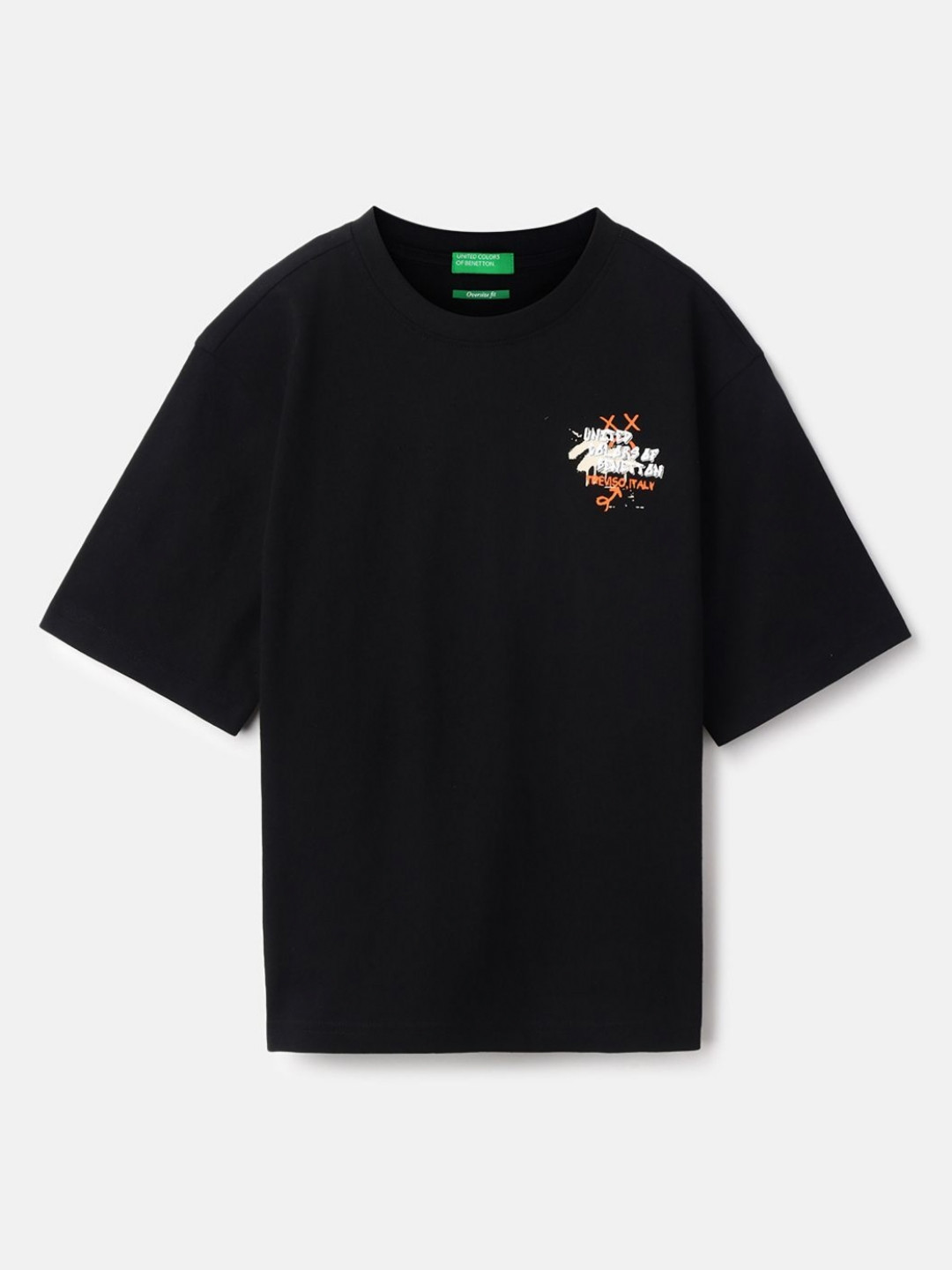United Colors of Benetton Boys Typography Printed Round Neck Pure Cotton Oversized T-shirt