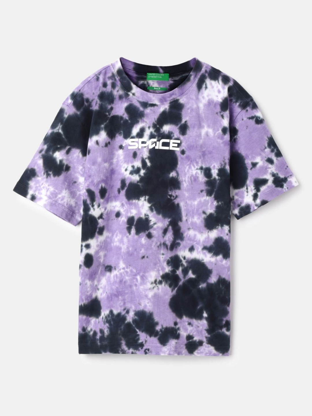 United Colors of Benetton Boxy Round Neck Tie & Dye T-Shirt