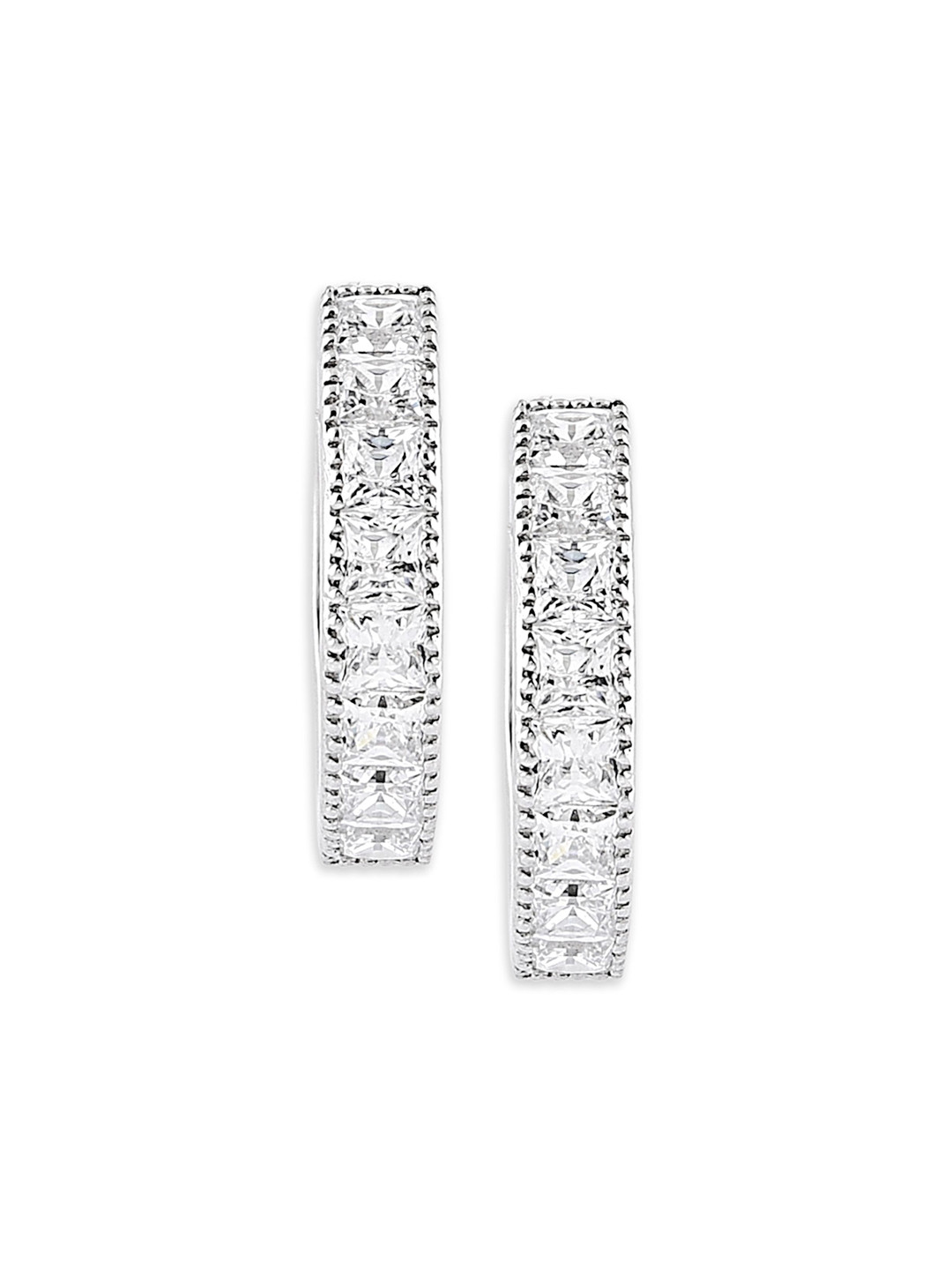 FIAN Orb 925 Sterling Silver Rhodium Plated Contemporary Studs