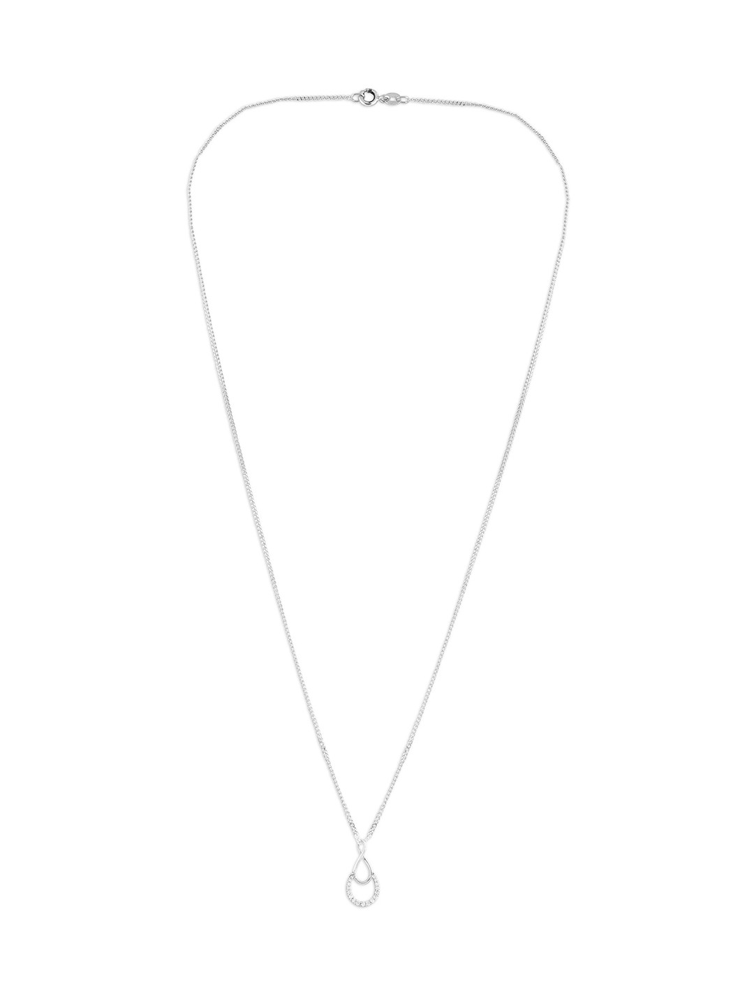 FIAN 925 Sterling Silver Rhodium-Plated Teardrop Shaped Pendants with Chains