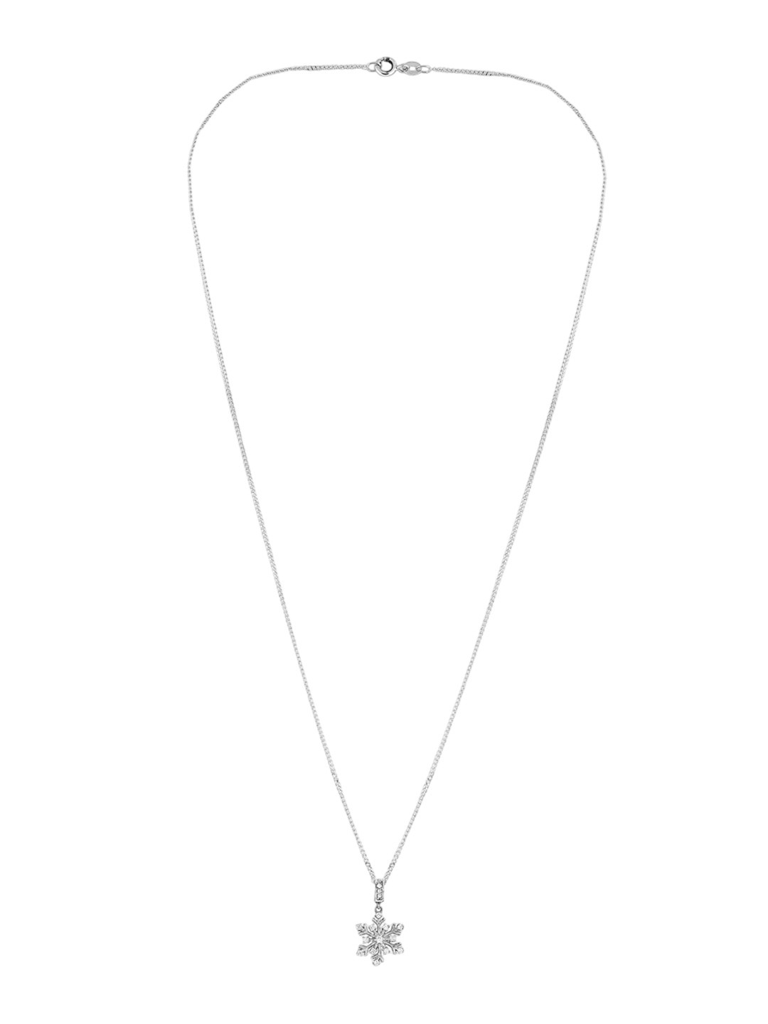 FIAN 925 Sterling Silver Rhodium-Plated Cubic Zirconia Floral Pendants Chains