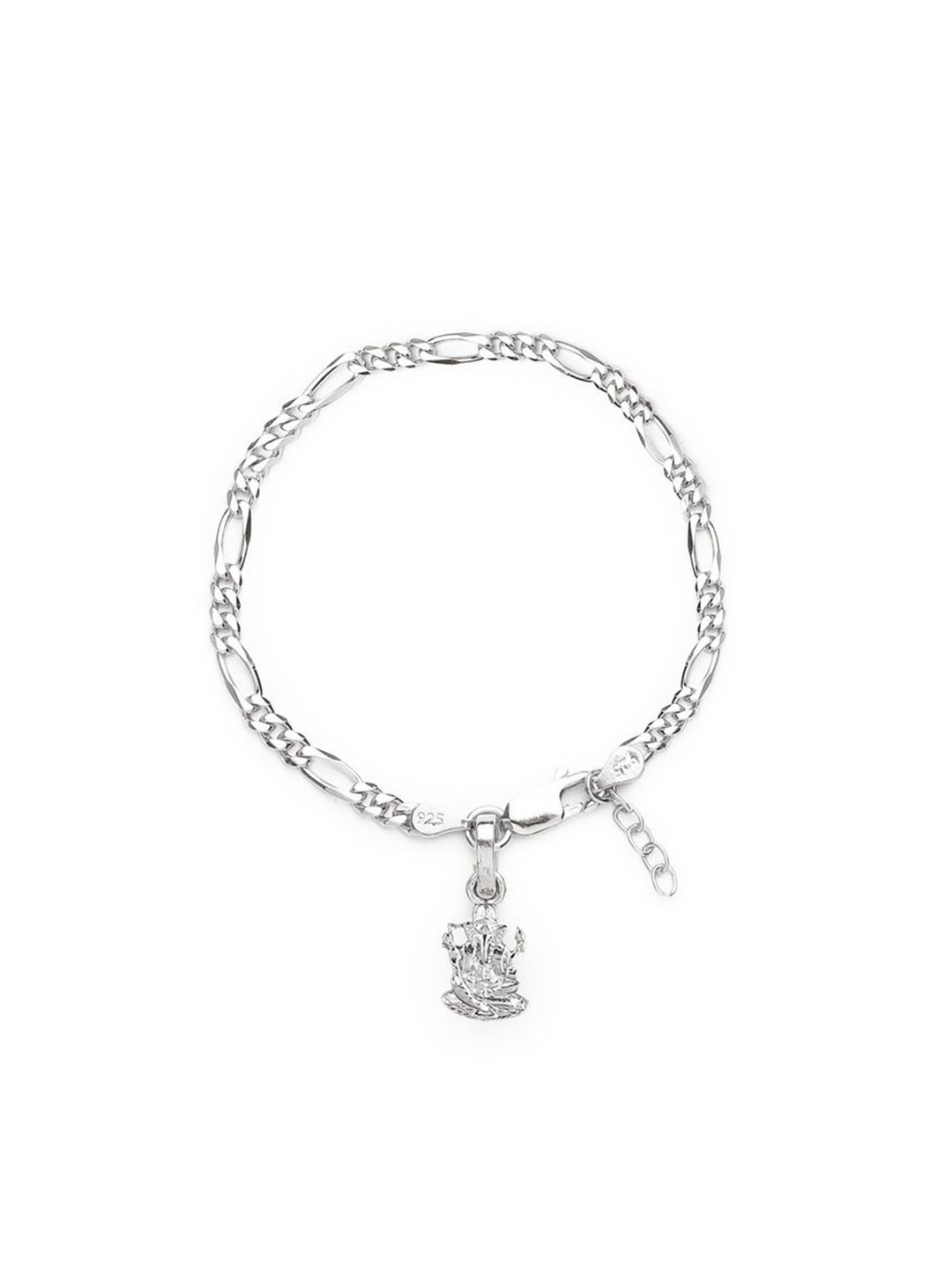 AKSHAT SAPPHIRE Stainless Steel Figaro Design Link Bracelet With God Ganesh ji Pendant
