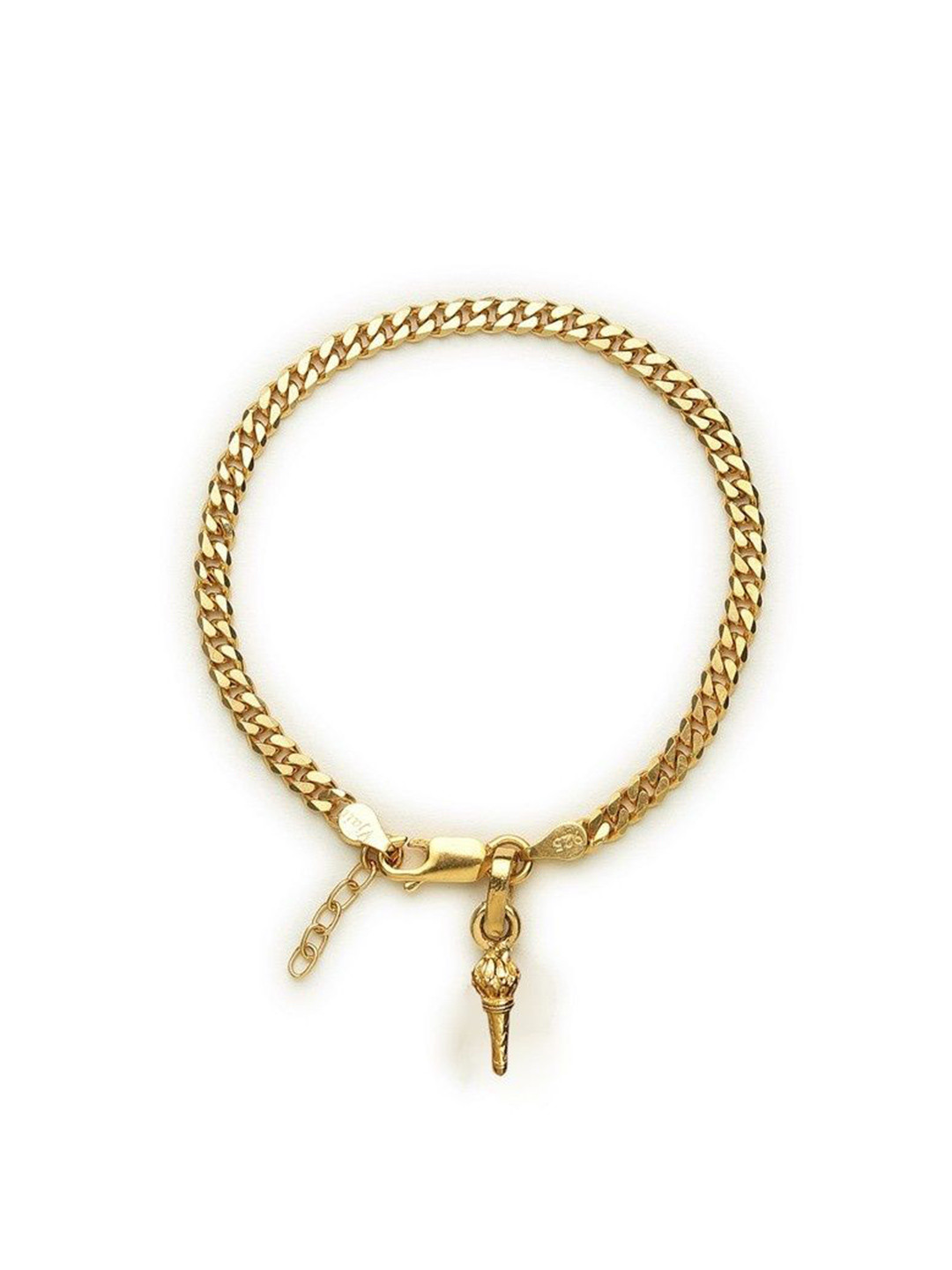 AKSHAT SAPPHIRE 925 Sterling Silver Gold-Plated Gada Symbol Pendant Link Bracelet