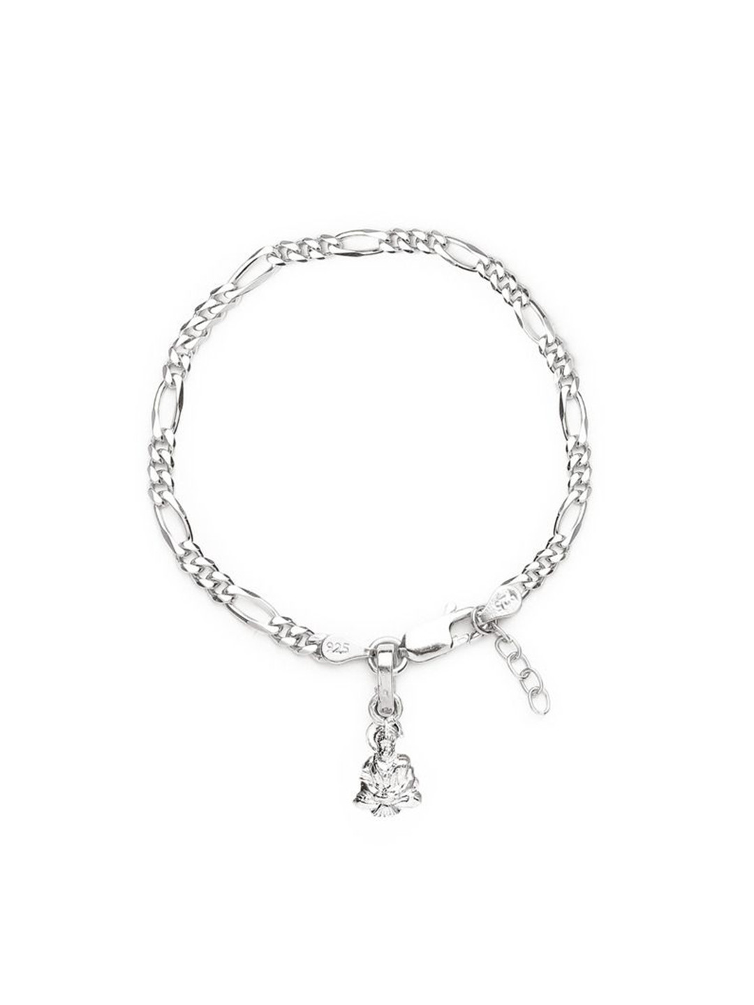 AKSHAT SAPPHIRE Stainless Steel Figaro Design Link Bracelet With God Hanuman Pendant