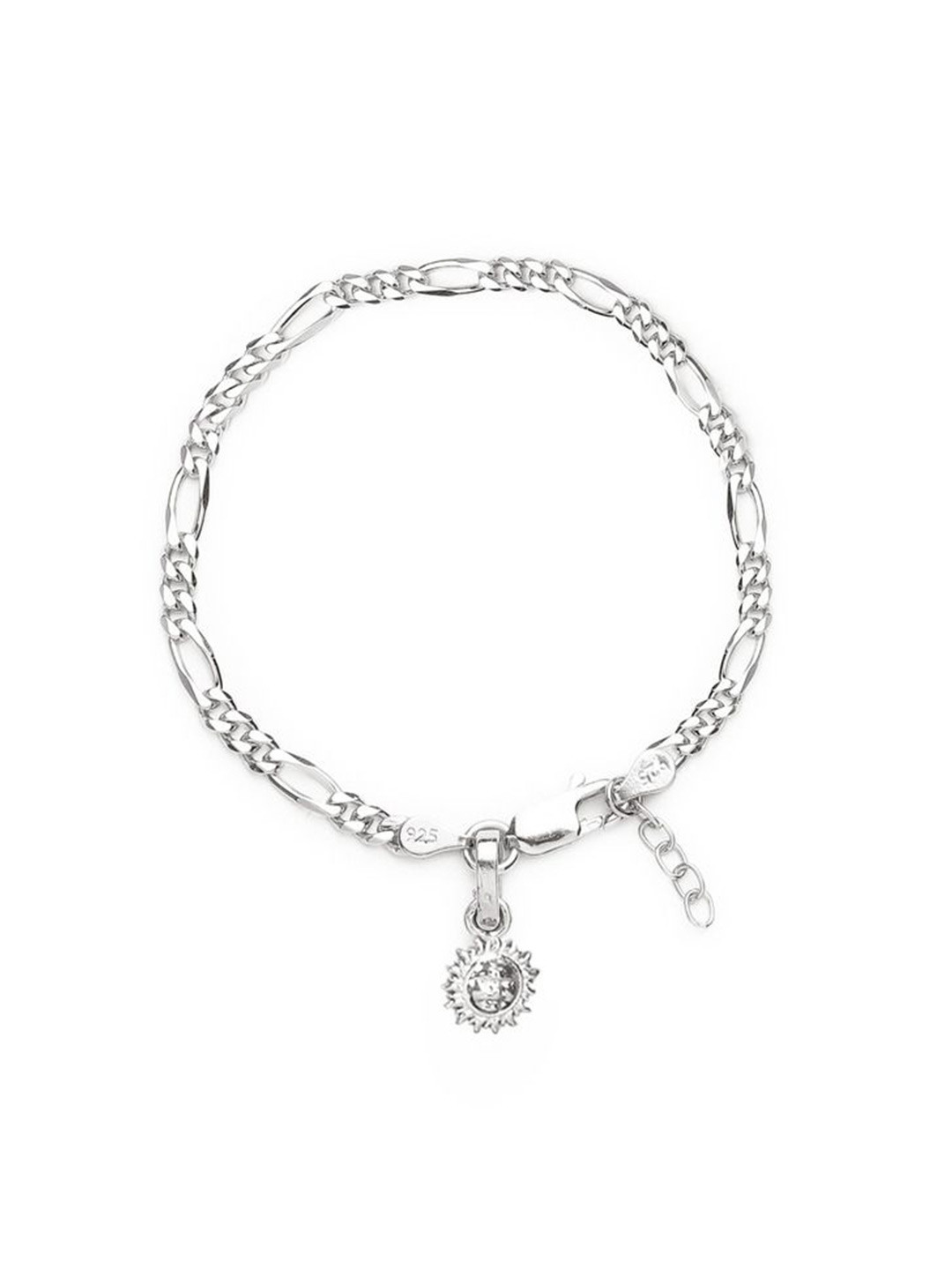 AKSHAT SAPPHIRE Stainless Steel Figaro Design Link Bracelet With Surya Symbol Pendant