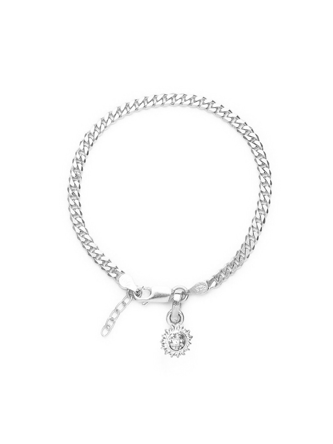 AKSHAT SAPPHIRE Stainless Steel Curb Design Link Bracelet With Surya Symbol Pendant