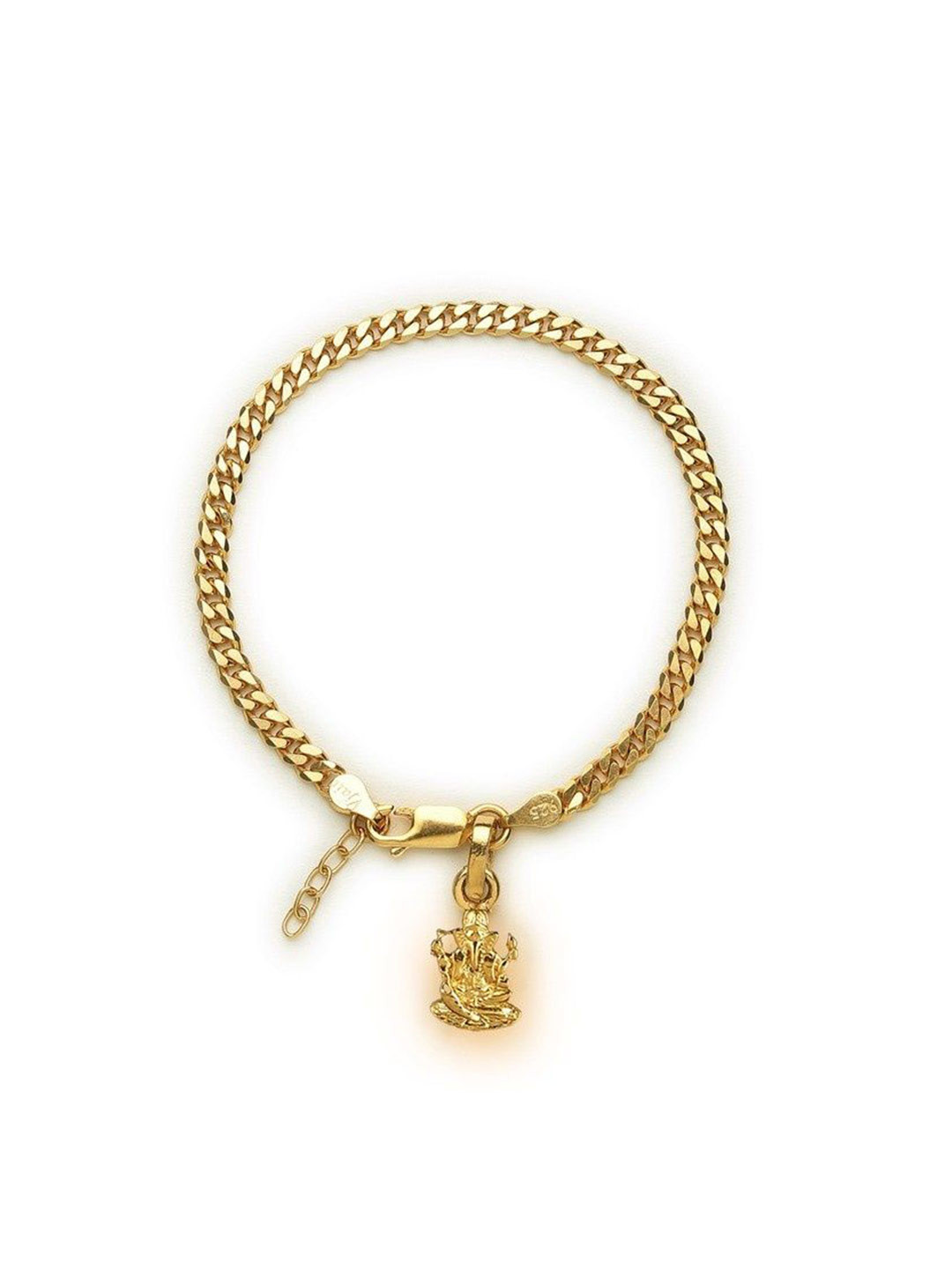 AKSHAT SAPPHIRE 925 Sterling Silver Gold Plated Link Bracelet With Lord Ganesha Pendant