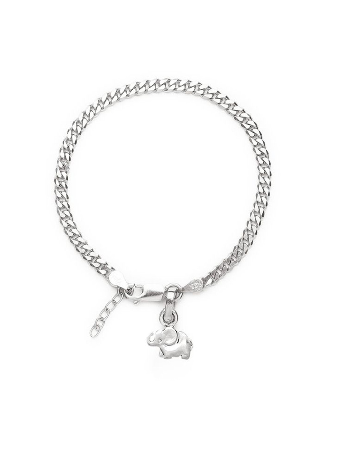 AKSHAT SAPPHIRE Stainless Steel Curb Design Link Bracelet With Elephant Symbol Pendant