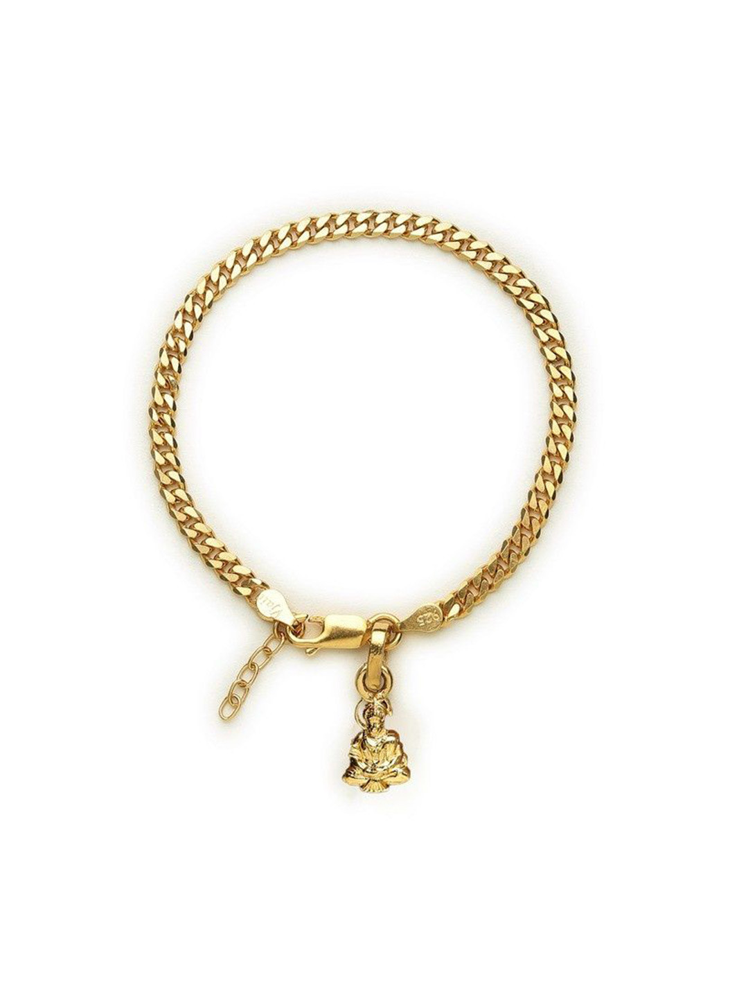 AKSHAT SAPPHIRE 925 Sterling Silver Gold Plated Link Bracelet With Hanuman Pendant