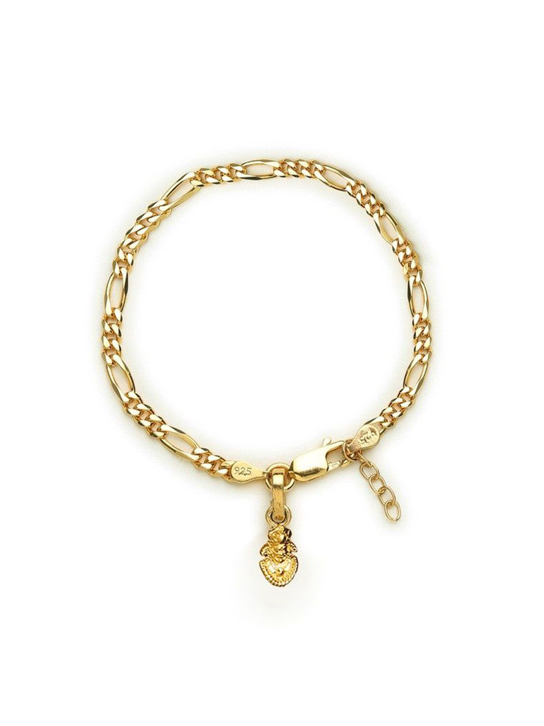 AKSHAT SAPPHIRE 925 Sterling Silver Gold Plated Link Bracelet With Gada Pendant