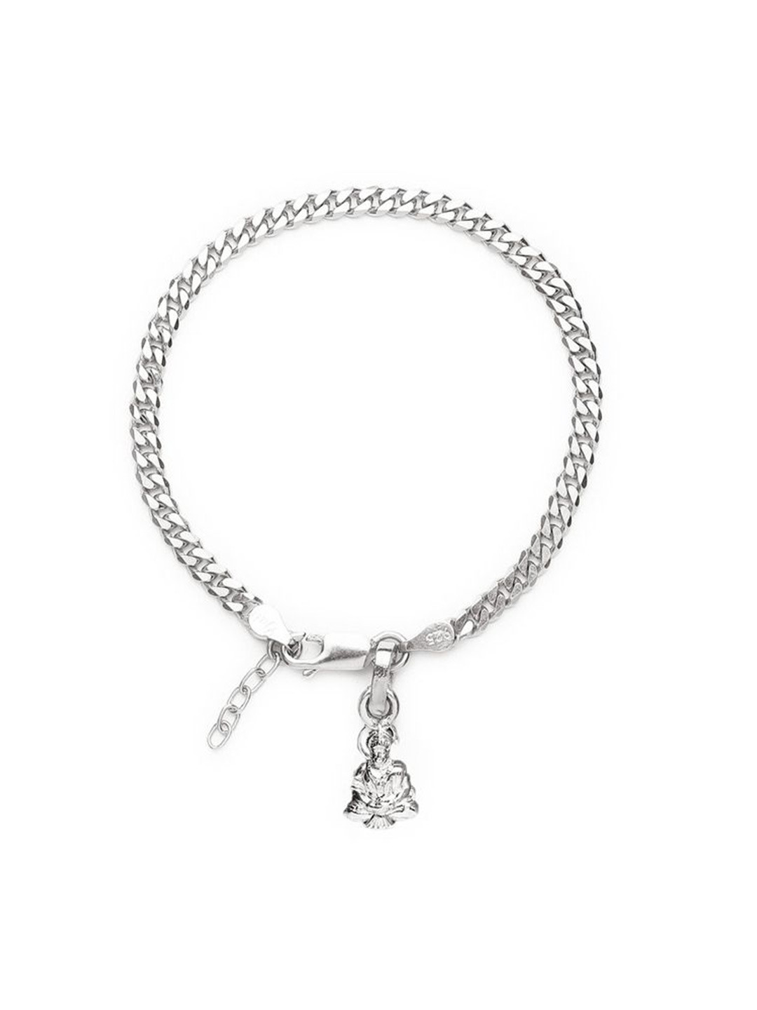 AKSHAT SAPPHIRE 925 Sterling Silver Curb Designer God Hanuma Pendant Link Bracelet