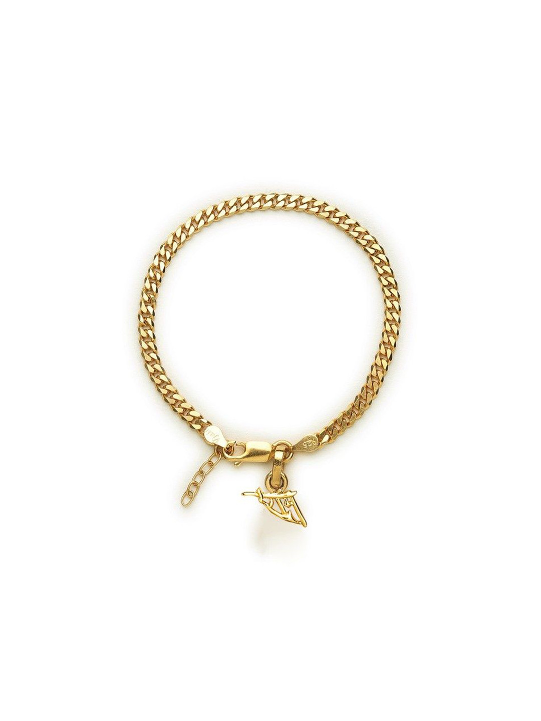 AKSHAT SAPPHIRE 925 Sterling Silver Gold Plated Curb Bracelet With Shri Ram Pendant