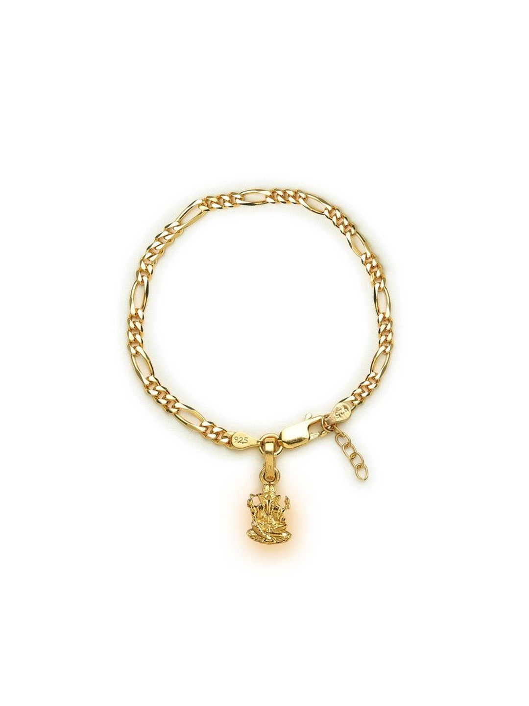 AKSHAT SAPPHIRE 925 Sterling Silver Gold Plated Link Bracelet With Lord Ganesha Pendant