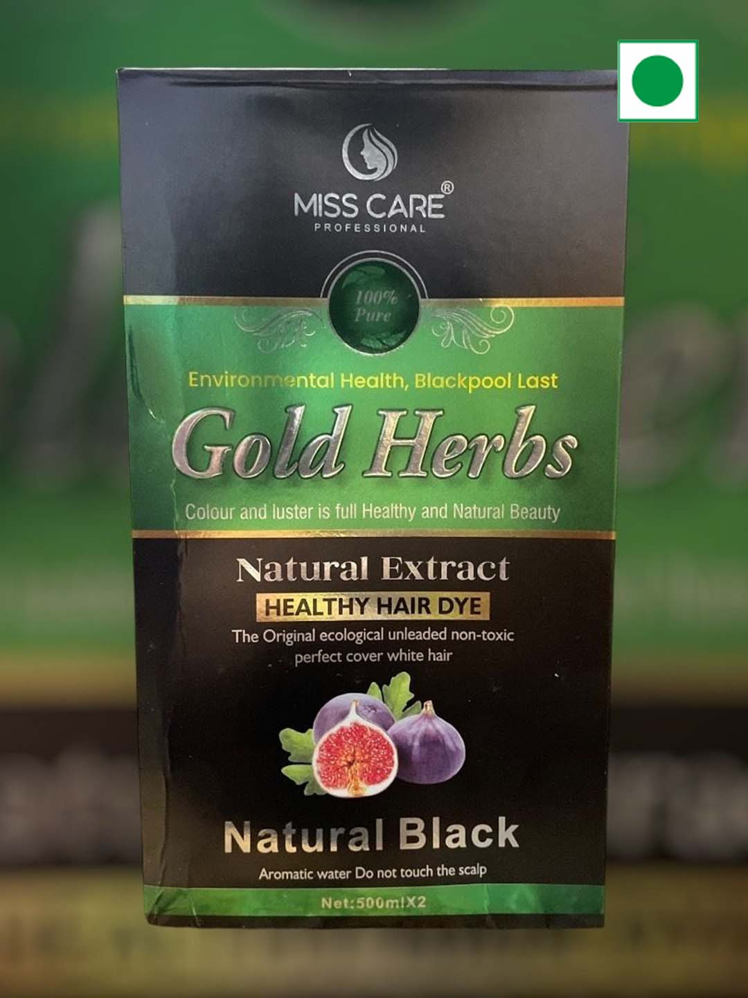 Miss Care Gold Herbs Fruit Vinegar Ammonia Free Healthy Hair Dye - 1000 ml- Natural Black