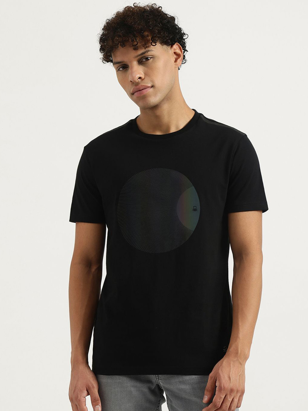 United Colors of Benetton Men Graphic Printed Round Neck Pure Cotton T-shirt