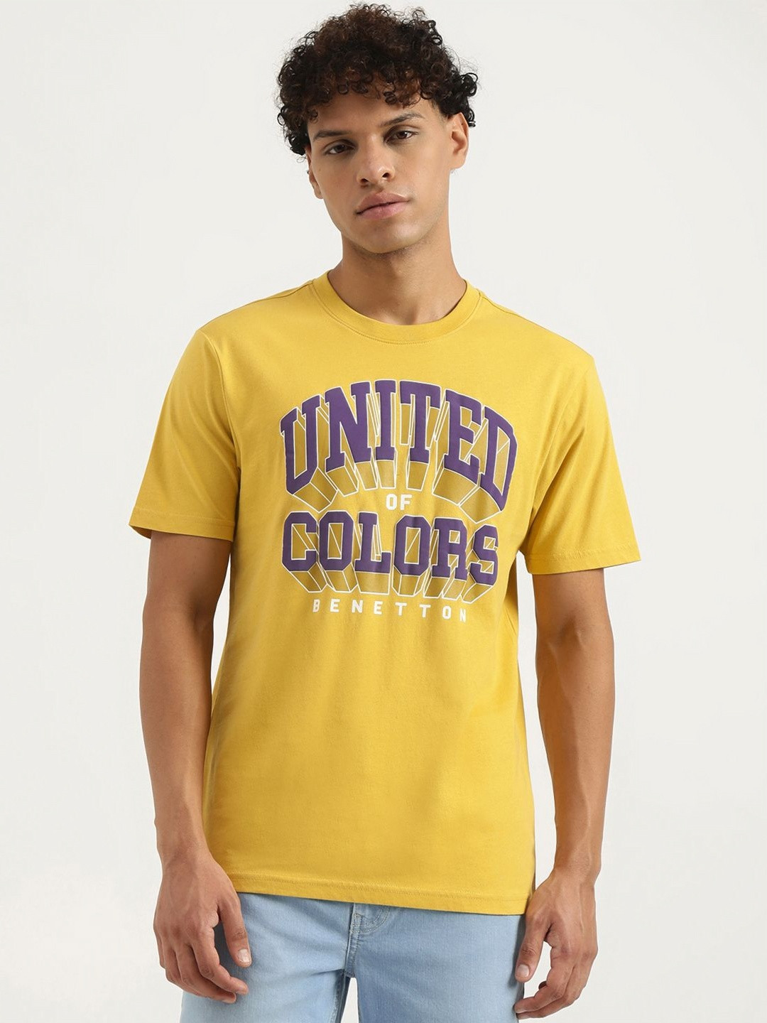 United Colors of Benetton Men Typography Printed Round Neck T-shirt