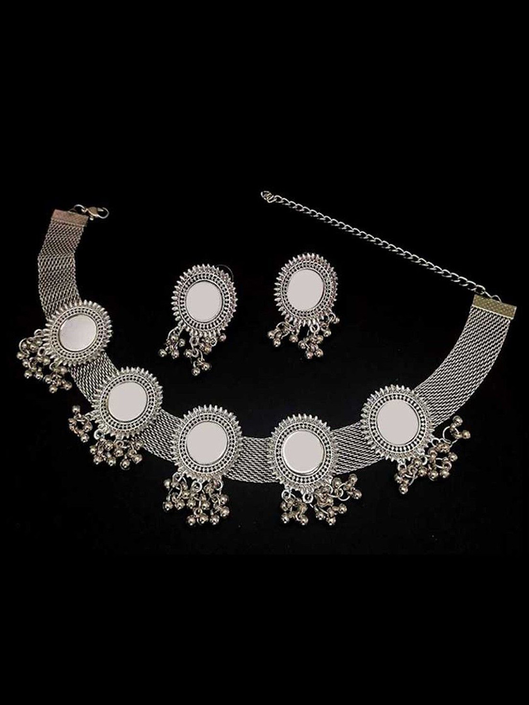 DEGHLAM Sliver-Plated Textured Necklace & Earrings