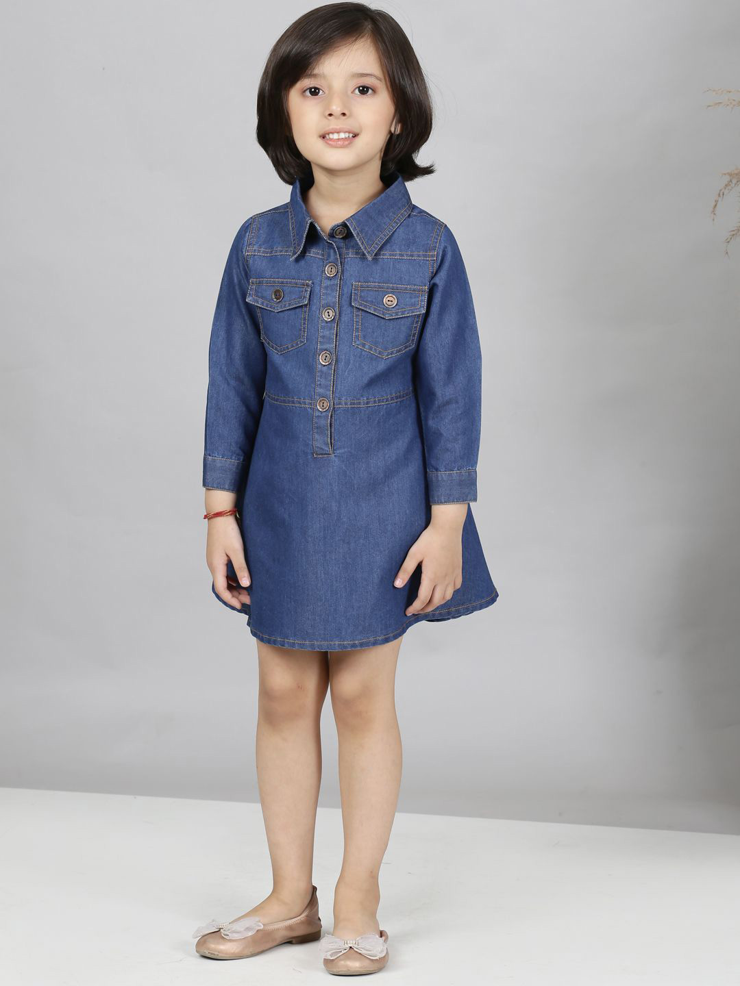 ShopperTree Girls Denim Fit & Flare Dress