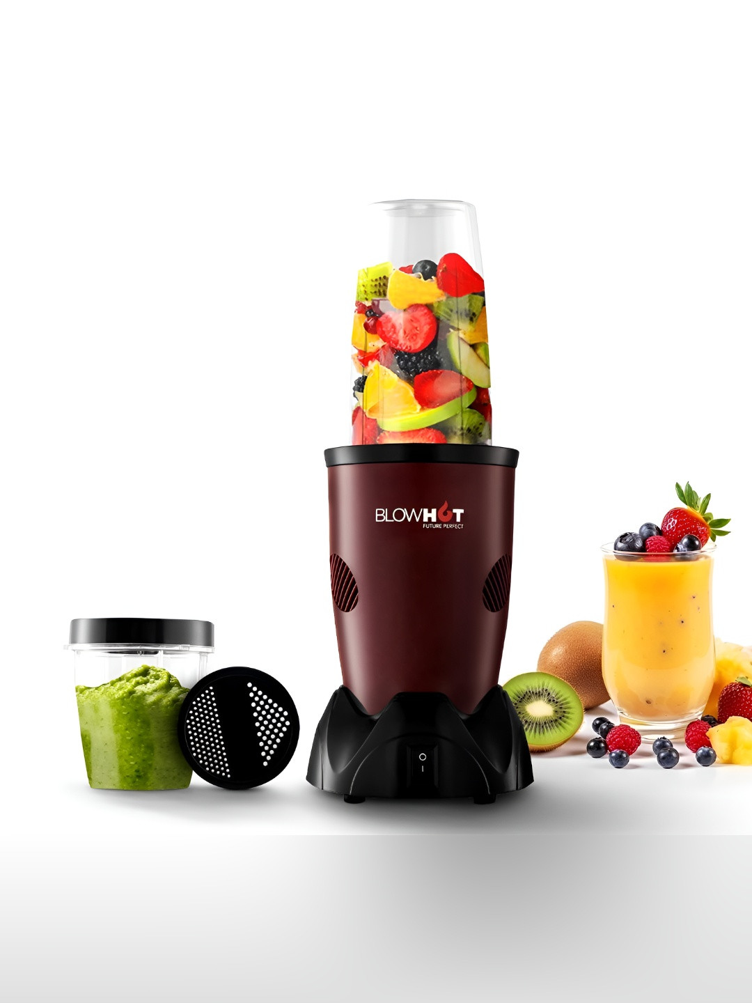 Blowhot Nutrimix Pro Maroon Plastic High Torque Powerful Motor 2 Jars Wet and Dry Grinder-500W