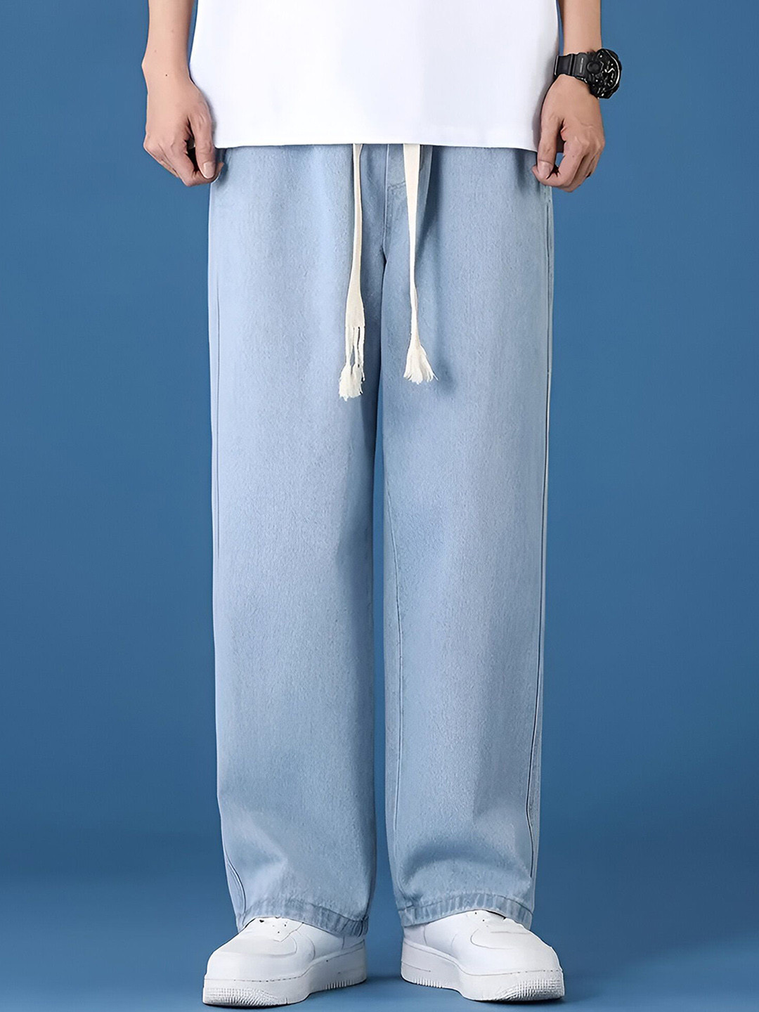 THIRD QUADRANT Men Cotton Mid-Rise Loose Baggy Fit Jeans