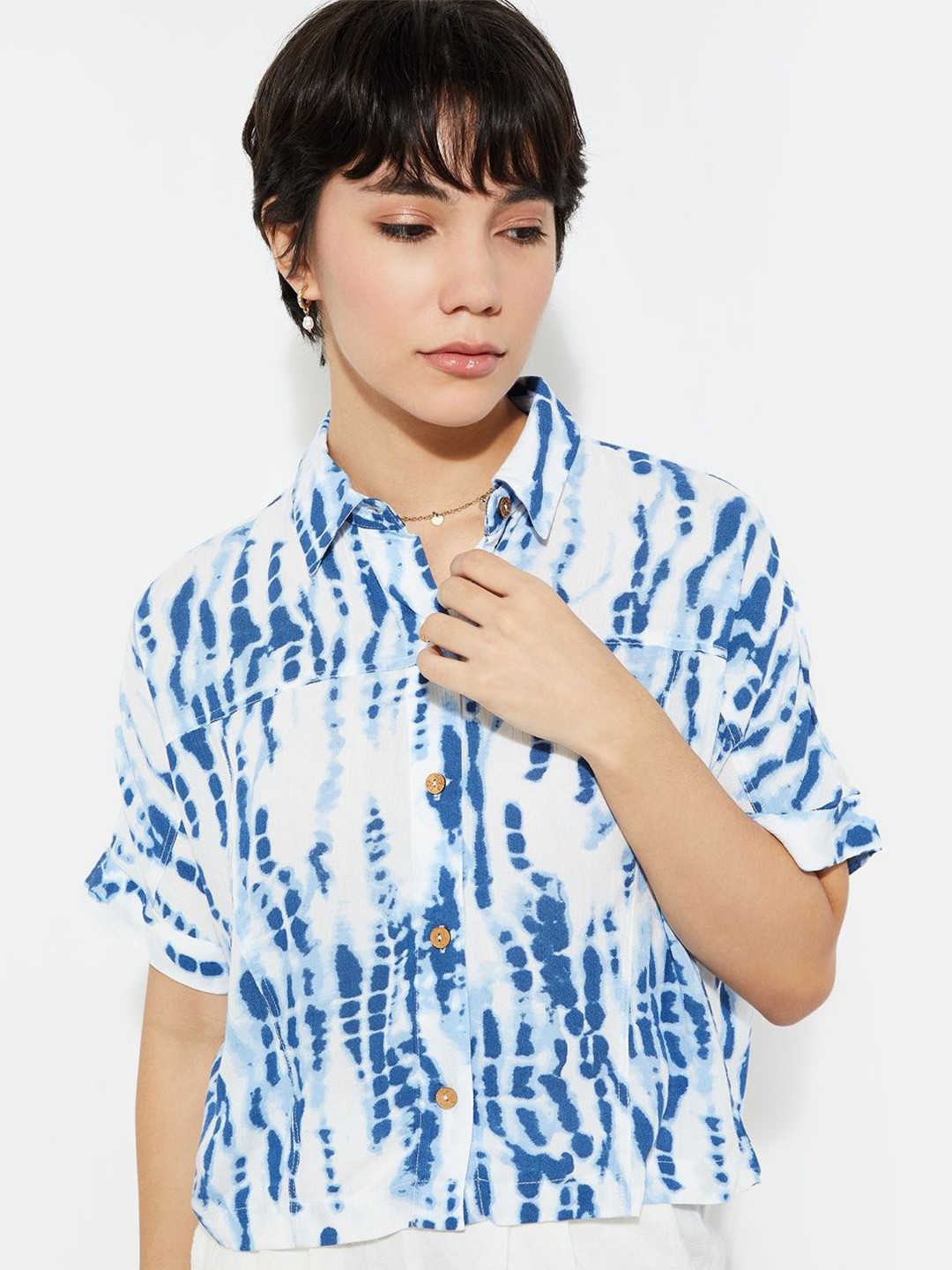 MAX URB_N Women Tie & Dye Cropped Shirt