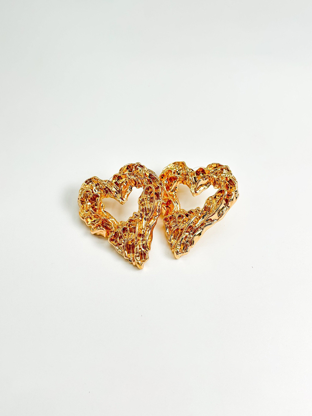Haute Pink Rose Gold-Plated Heart Shaped Studs