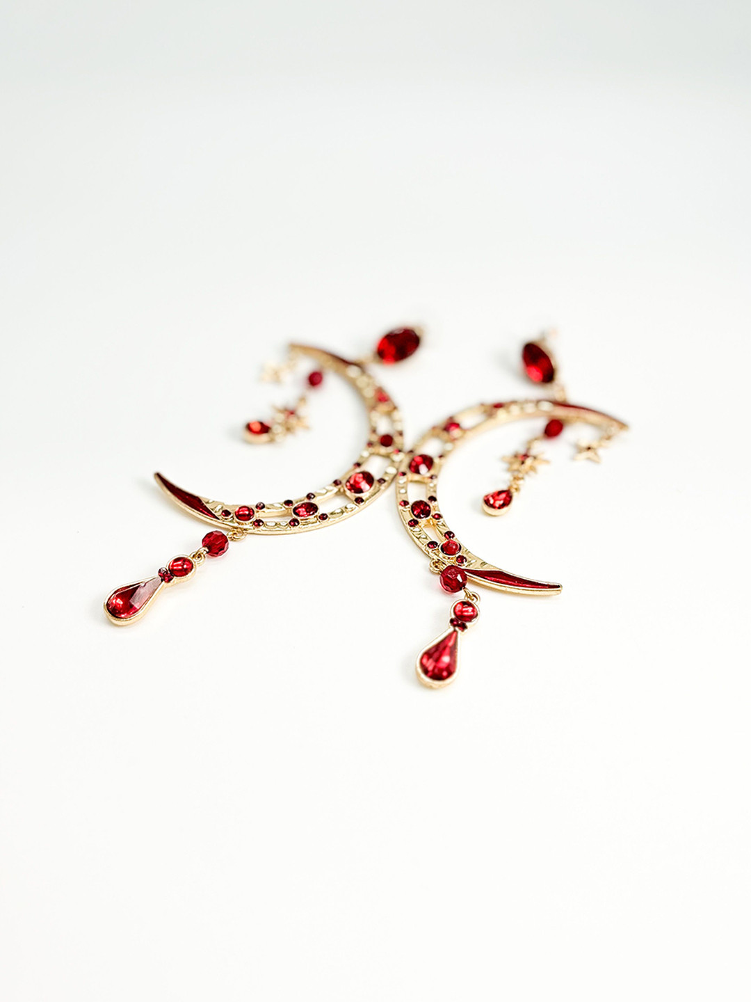 Haute Pink Gold Plated Rhinestone Contemporary Drop Earrings