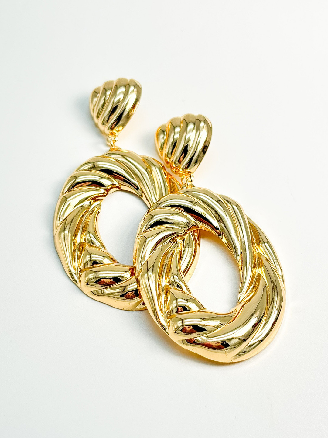 Haute Pink Couture Twisted Tales Gold Plated Rhinstone Contemporary Drop Earrings