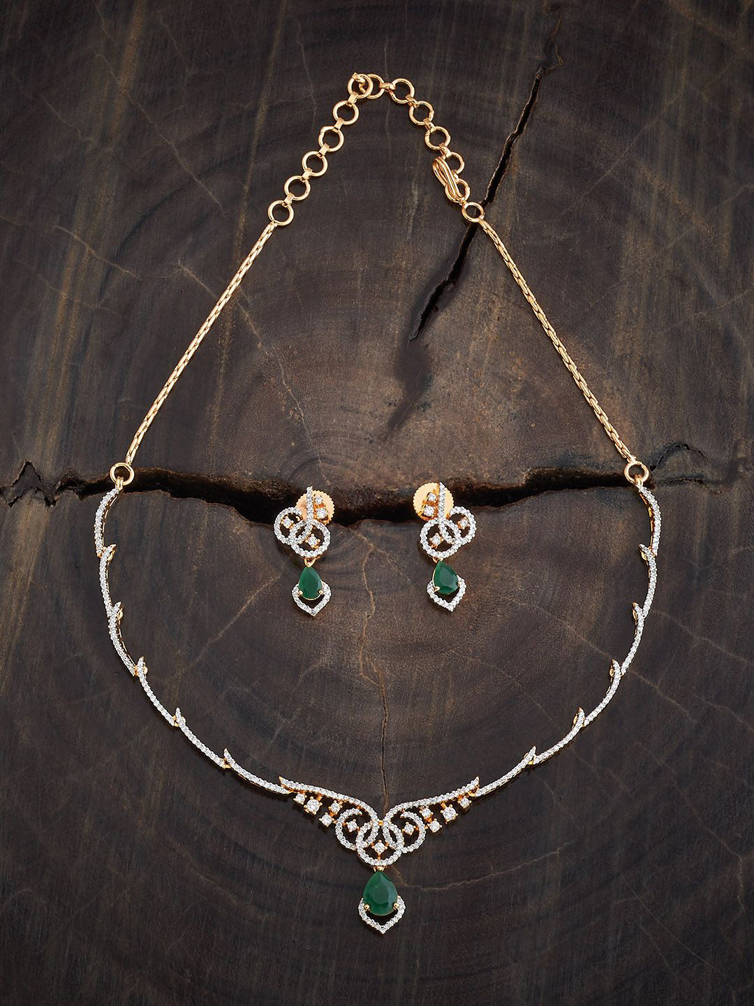 Kushal's Fashion Jewellery Rhodium-Plated Zircon Jewellery Set