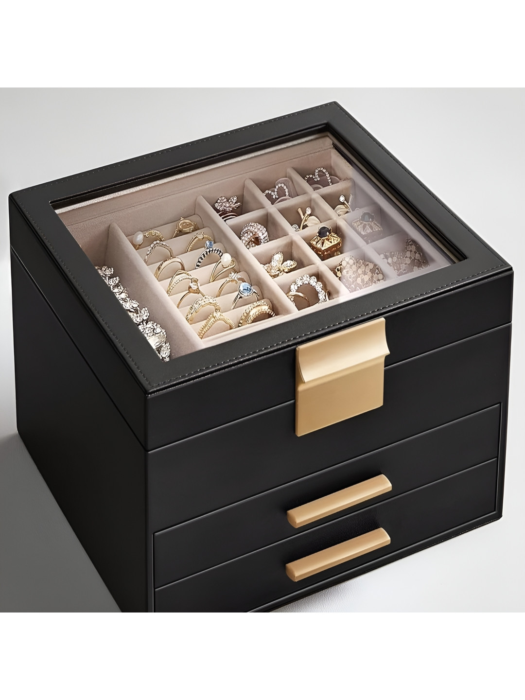 KriShyam Black 5 Layers Wardrobe Jewellery Organiser With 2 Drawers