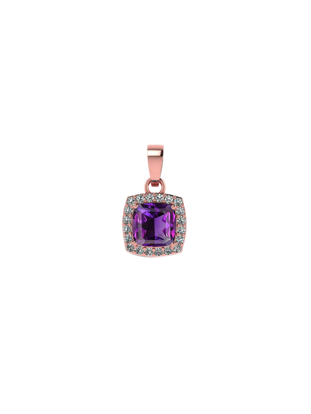 LMDPRAJAPATIS Rose Gold-Plated Amethyst Studded Oval Pendant