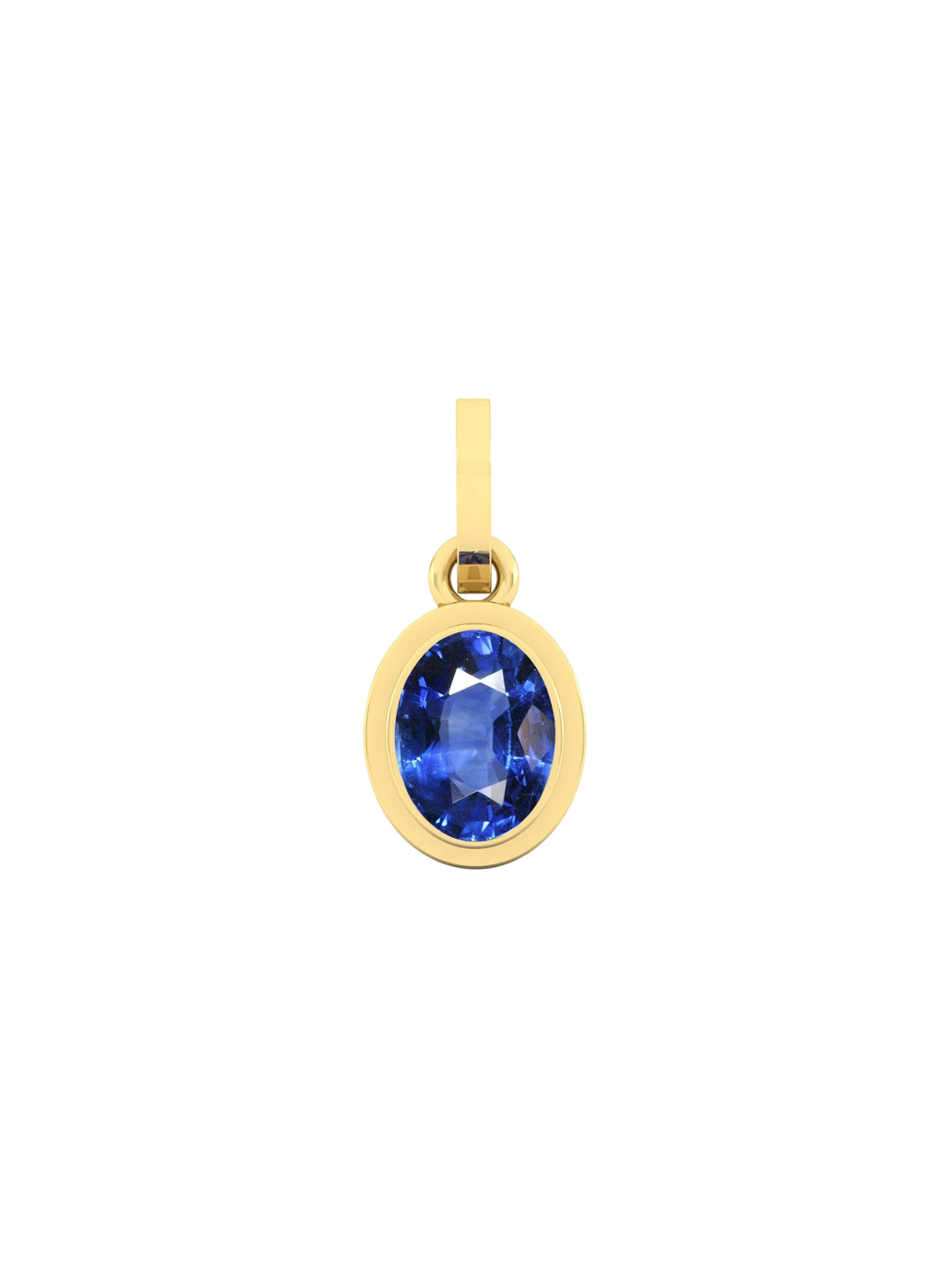 LMDPRAJAPATIS Gold-Plated Blue Sapphire Studded Oval Pendant
