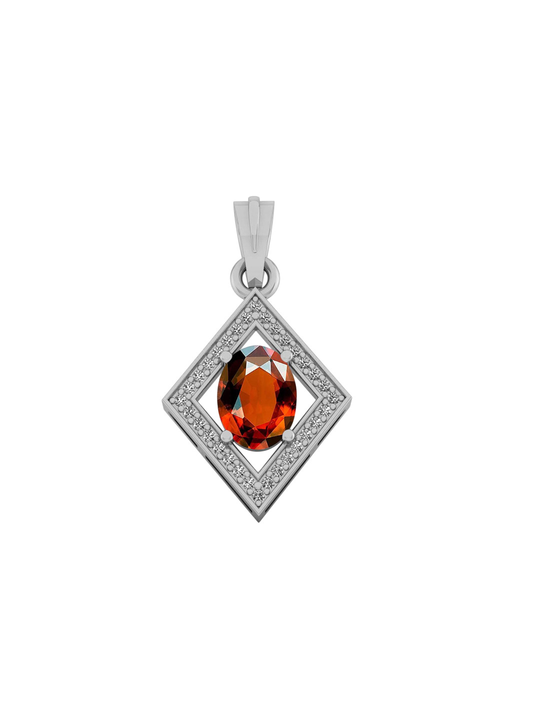 LMDPRAJAPATIS Silver-Plated Triangular Shaped Garnet Pendant