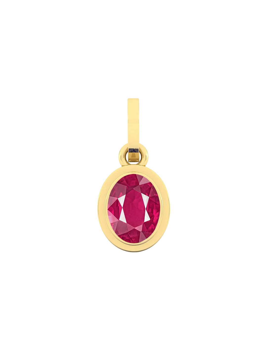 LMDPRAJAPATIS Gold-Plated Ruby Studded Oval Pendant