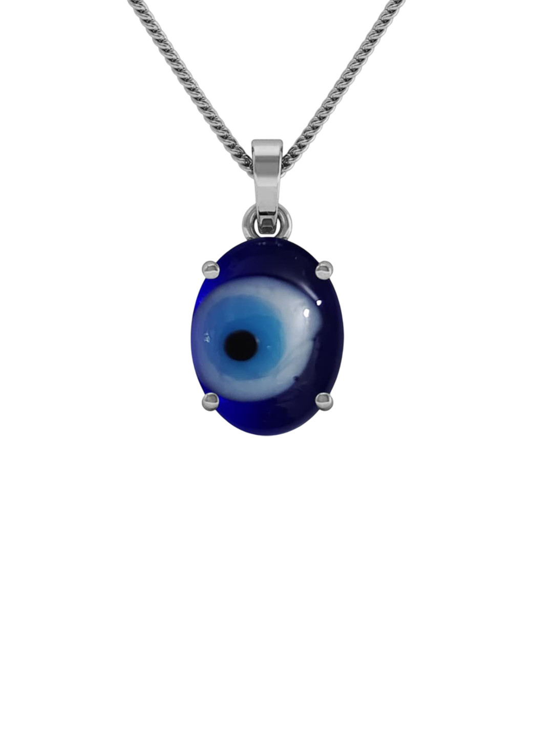 LMDPRAJAPATIS Silver Plated Beaded Oval Evil Eye Pendant