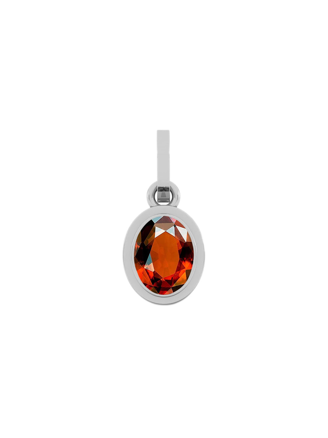 LMDPRAJAPATIS Silver-Plated Oval Shaped Garnet Pendant