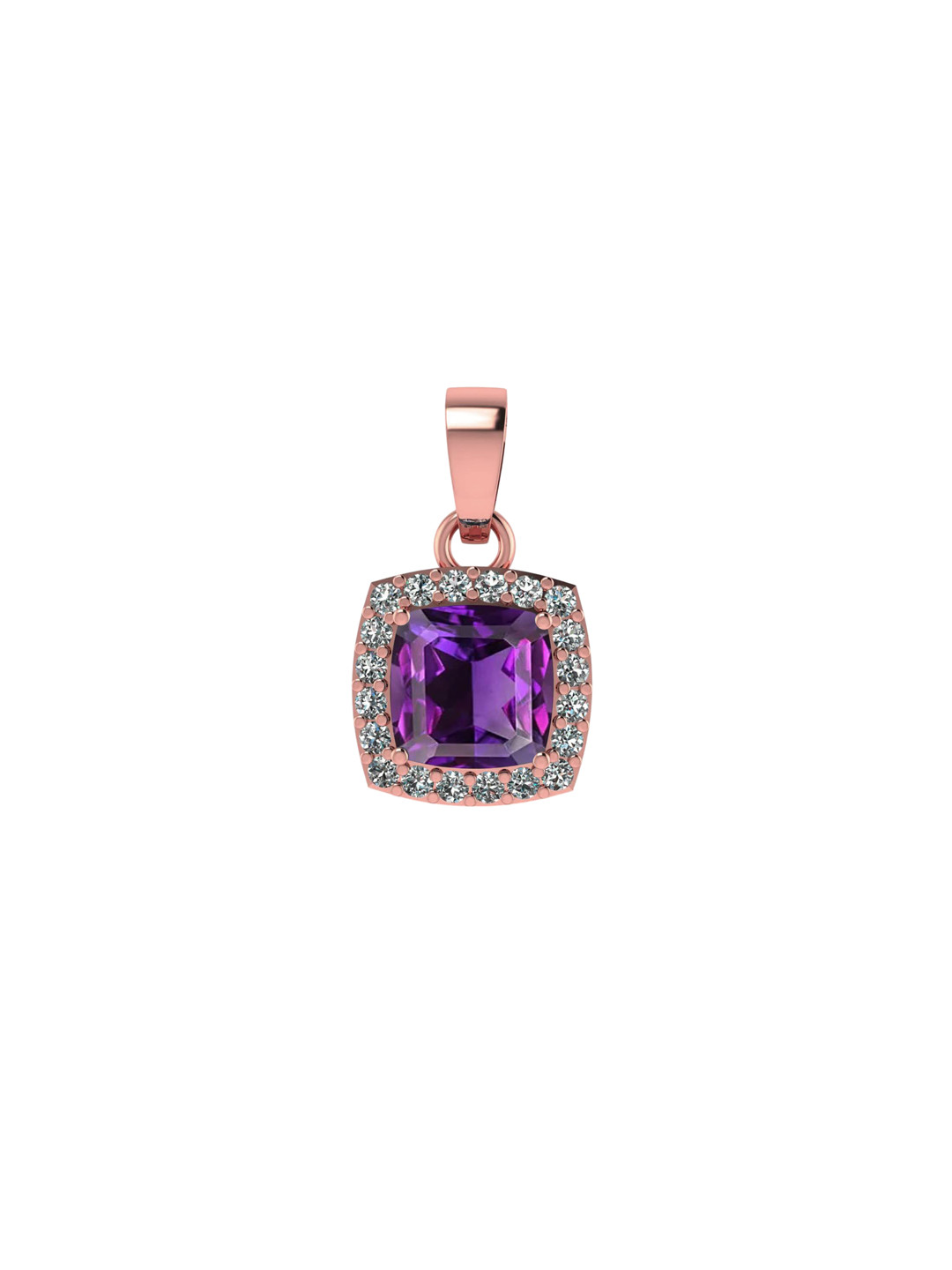 LMDPRAJAPATIS Rose Gold Plated Amethyst Studded Square Pendant