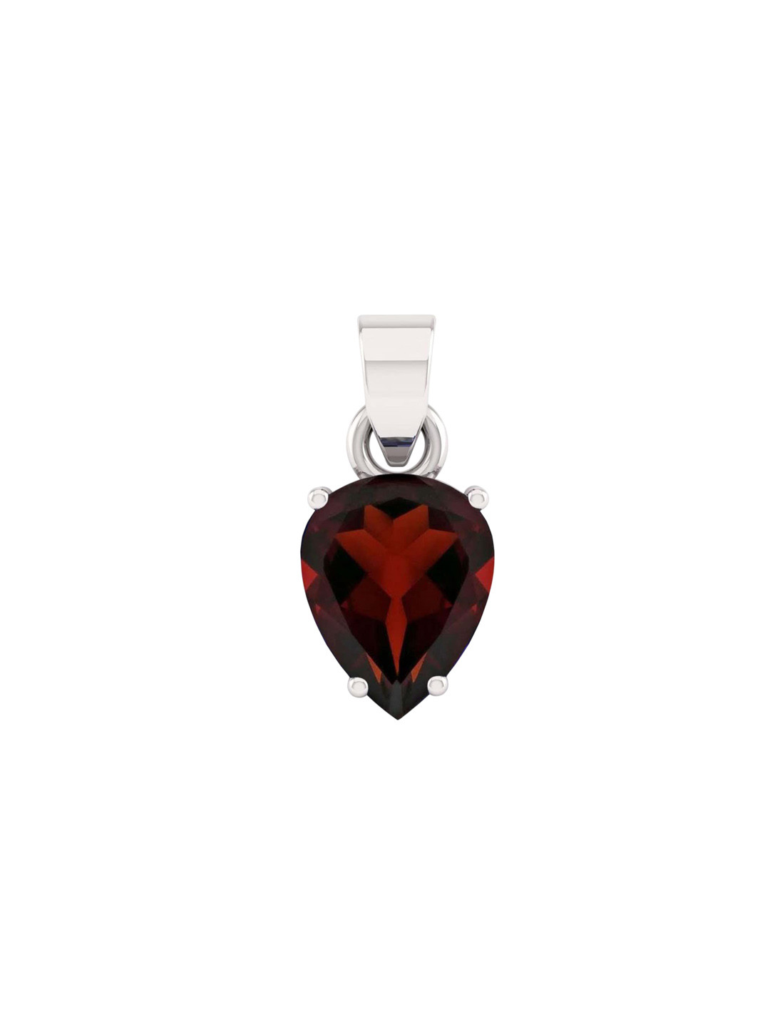 LMDPRAJAPATIS Silver-Plated Garnet Oval Pendant
