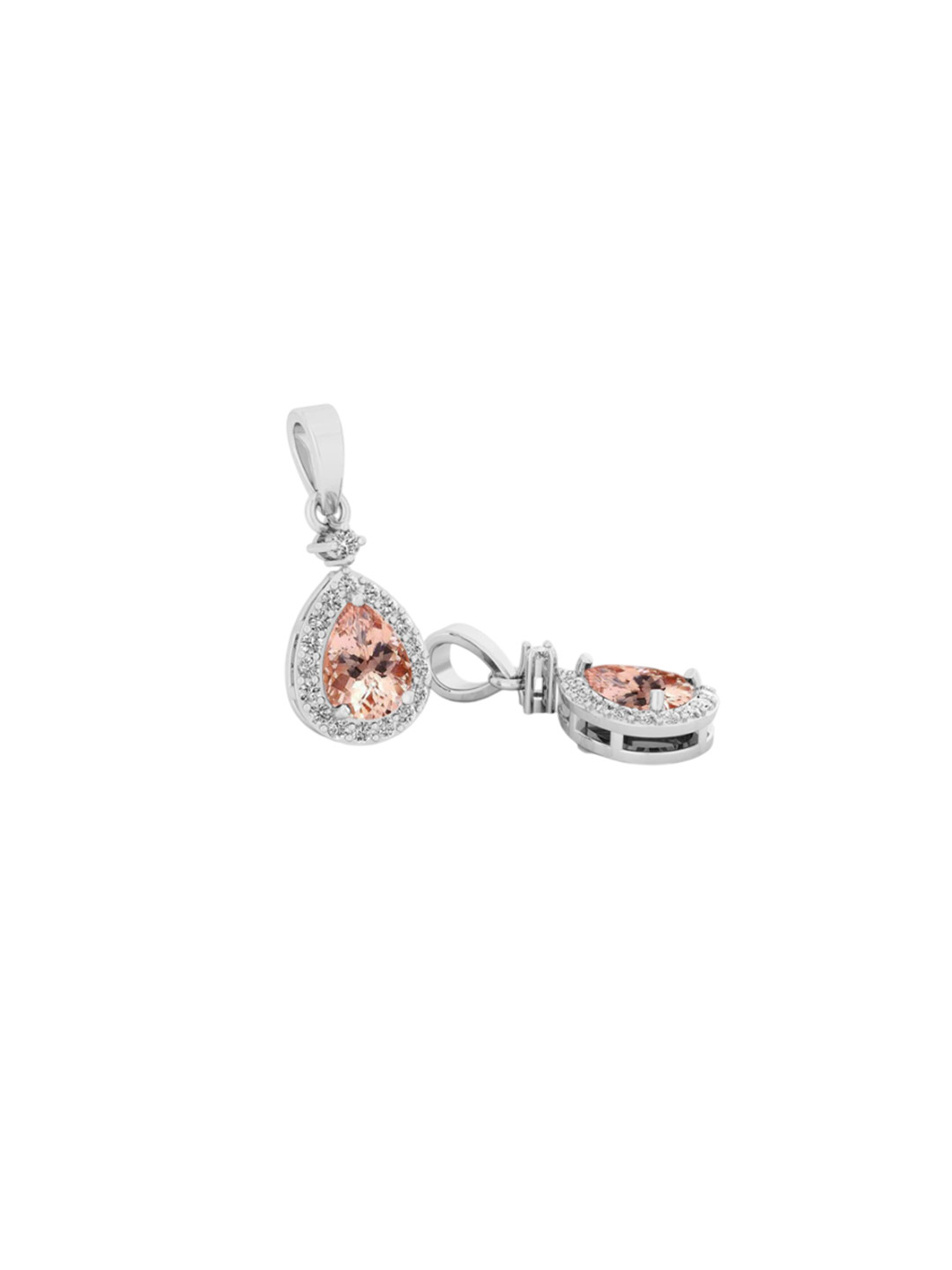 LMDPRAJAPATIS Silver Plated Morganite & Artificial Stones Studded Teardrop Shaped Pendant