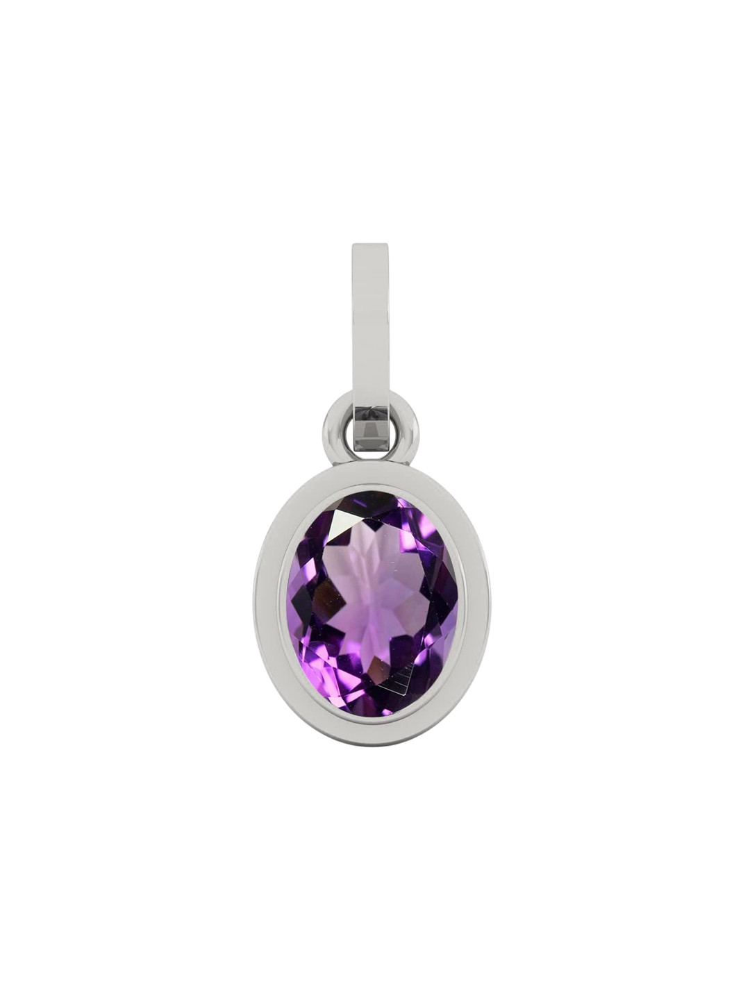 LMDPRAJAPATIS Silver-Plated Oval Amethyst Pendant