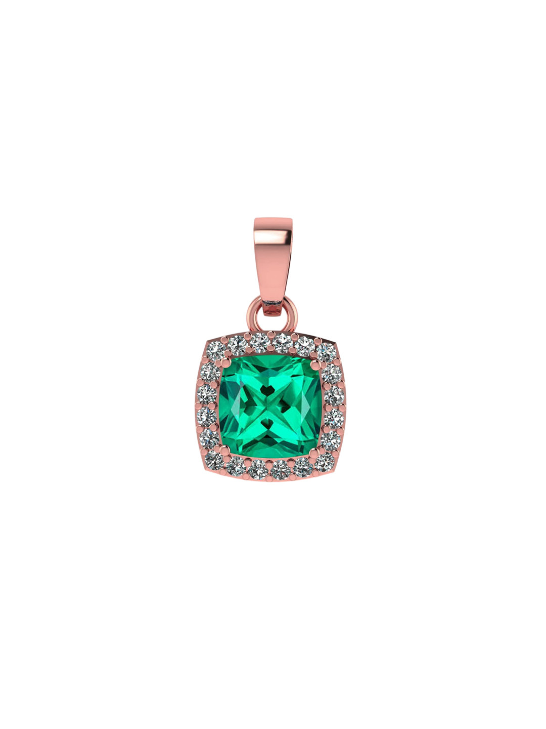 LMDPRAJAPATIS Rose Gold Plated Emerald Studded Square Pendant