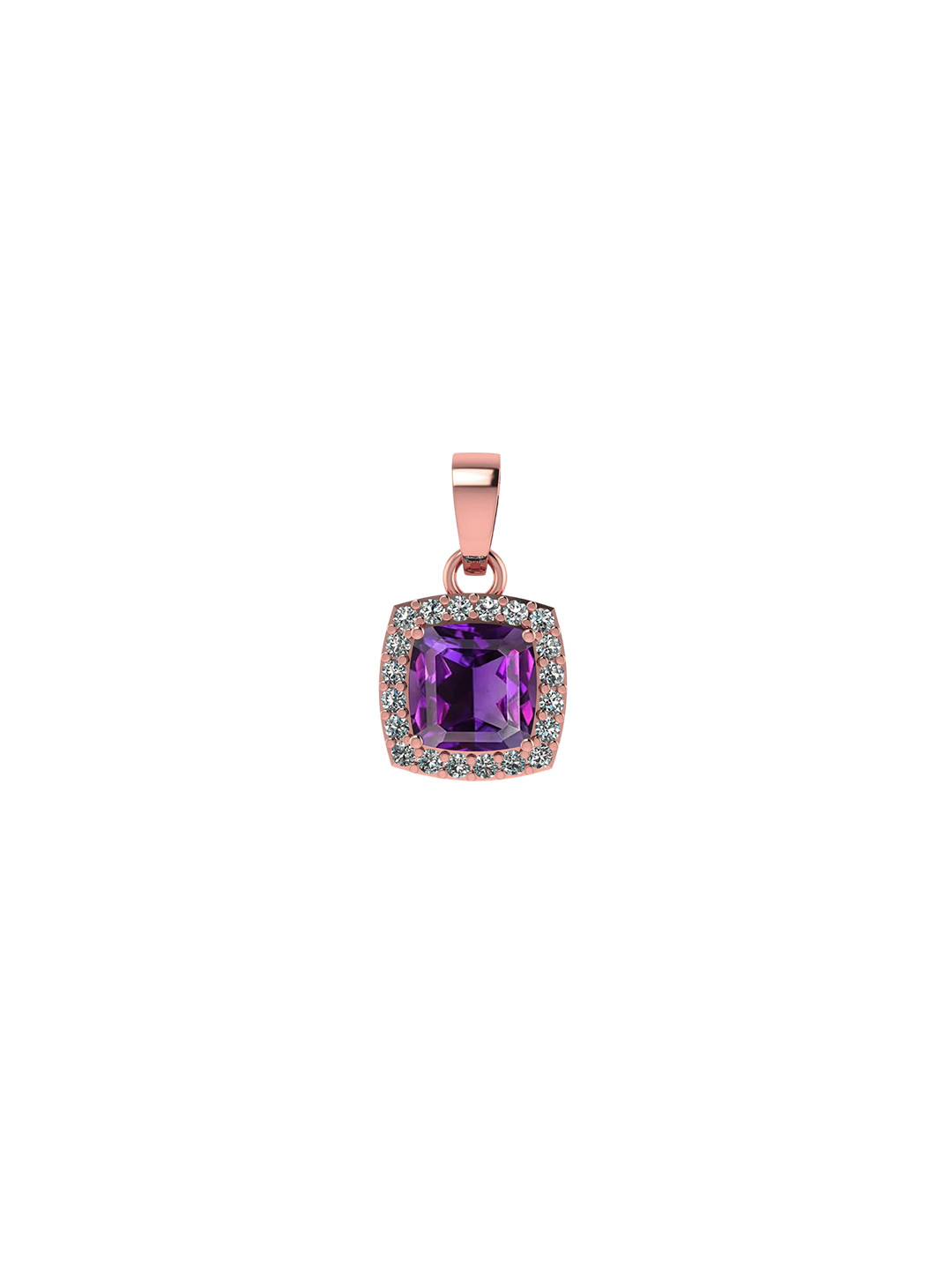 LMDPRAJAPATIS Rose Gold-Plated Amethyst Studded Square Pendant